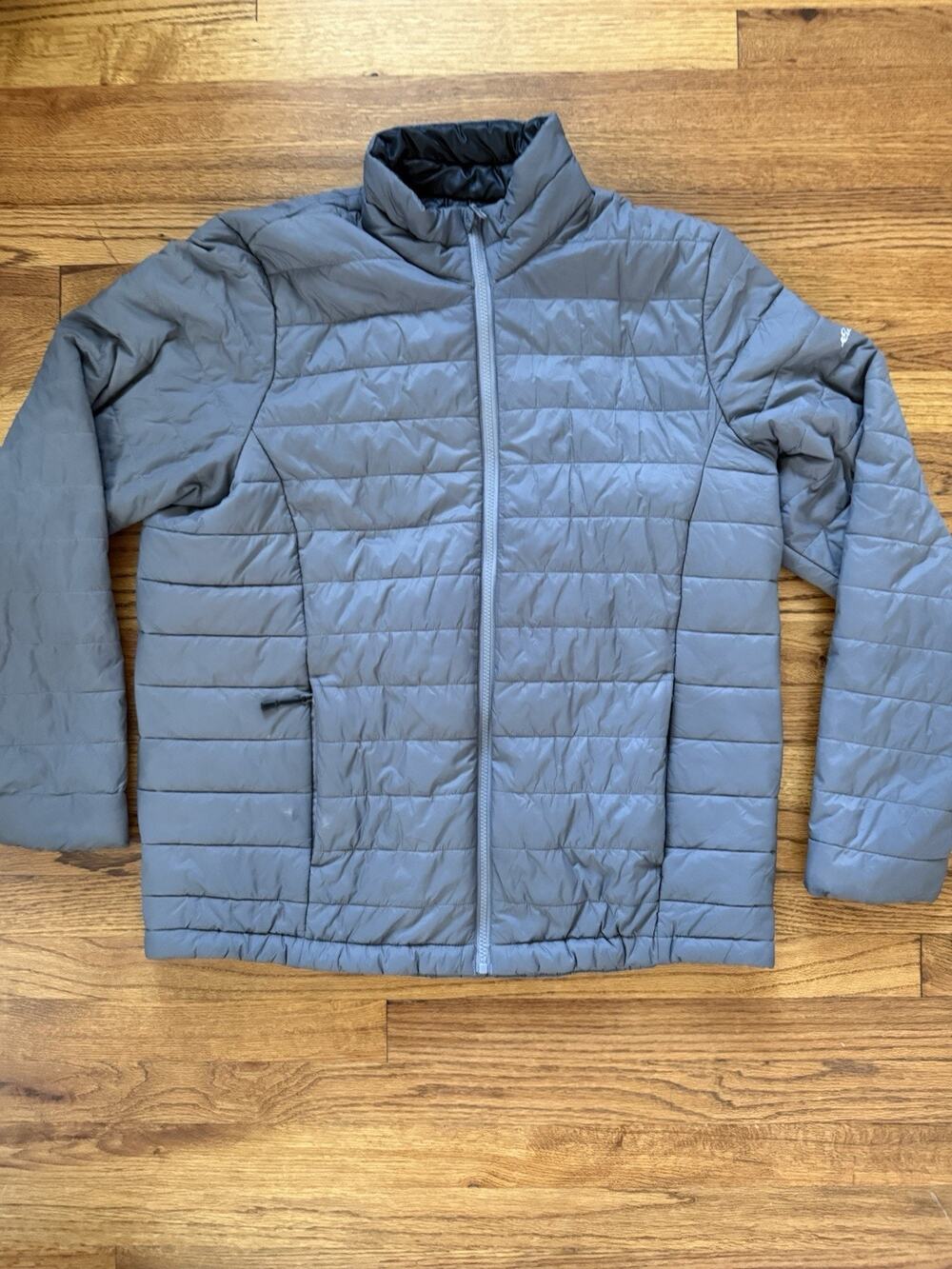 Eddie Bauer Mens Lightweight Puffer Jacket Size L Gray Full Zip Insulated EB556
